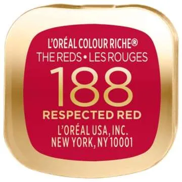 L’Oréal Paris Colour Riche Red Lipstick, Long Lasting, Satin Finish Smudge Proof Lipstick with Hydrating Argan Oil & Vitamin E, Reds of Worth, Respected Red, 0.13 Oz