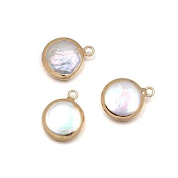 LE SKY 5 Pcs Natural Pearl Pendants Round Freshwater Pearl Pendant Charms for Jewelry Making Necklace Bracelet DIY Gift