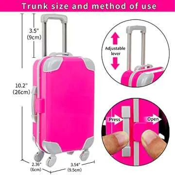 XFEYUE 23 Pcs American 18 inch Doll Clothes and Accessories - Suitcase Luggage, Pillow, Sunglasses, Camera, Passport, Mobile Phone, Computer Doll Travel Gear Play Set