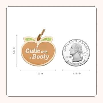 Two Tails Pet Company Personalized 'Cutie with a Booty' Pet ID Tag - Custom Engraved Dog Tags for Pets - Fun Brass, Gold Plating