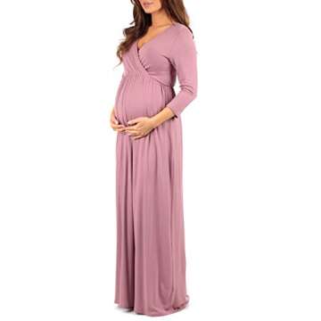 Mother Bee Maternity V-Neck Ruched Waist Dress for Moms