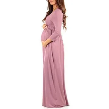 Mother Bee Maternity V-Neck Ruched Waist Dress for Moms