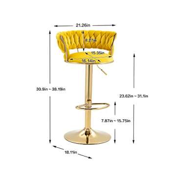 Kakotito Velvet Swivel Bar Stools - Stylish Adjustable Seating