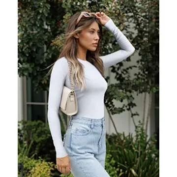 OQQ Womens 3 Piece Long Sleeve Tops Crew Neck Stretch Fitted Underscrubs Layer Tee Shirts 2025 Casual Outfits Black Grey White