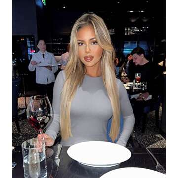 OQQ Womens 3 Piece Long Sleeve Tops Crew Neck Stretch Fitted Underscrubs Layer Tee Shirts 2025 Casual Outfits Black Grey White