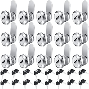 Hotop 16 Pieces Cabinet Cam Lock Keyed Alike 58 Inch Zinc Alloy Drawer Lock Cylinder Cam Locks with ...