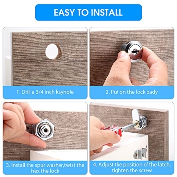 Hotop 16 Pieces Cabinet Cam Lock Keyed Alike 58 Inch Zinc Alloy Drawer Lock Cylinder Cam Locks with 32 Keys for Secure File Drawer Dresser RV