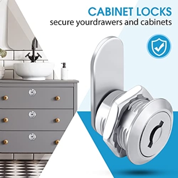 Hotop 16 Pieces Cabinet Cam Lock Keyed Alike 58 Inch Zinc Alloy Drawer Lock Cylinder Cam Locks with 32 Keys for Secure File Drawer Dresser RV