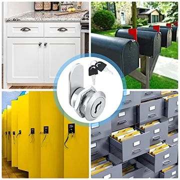 Hotop 16 Pieces Cabinet Cam Lock Keyed Alike 58 Inch Zinc Alloy Drawer Lock Cylinder Cam Locks with 32 Keys for Secure File Drawer Dresser RV