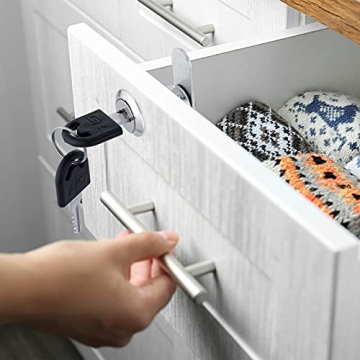 Hotop 16 Pieces Cabinet Cam Lock Keyed Alike 58 Inch Zinc Alloy Drawer Lock Cylinder Cam Locks with 32 Keys for Secure File Drawer Dresser RV