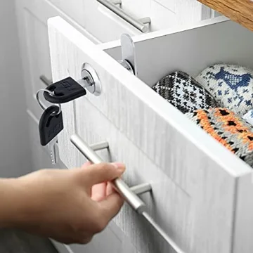 Hotop 16 Pieces Cabinet Cam Lock Keyed Alike 58 Inch Zinc Alloy Drawer Lock Cylinder Cam Locks with 32 Keys for Secure File Drawer Dresser RV