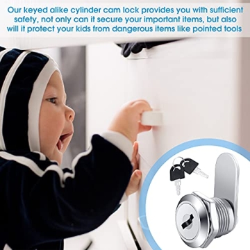 Hotop 16 Pieces Cabinet Cam Lock Keyed Alike 58 Inch Zinc Alloy Drawer Lock Cylinder Cam Locks with 32 Keys for Secure File Drawer Dresser RV
