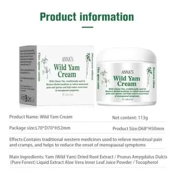 ANNA'S Wild Yam Cream - Organic Relief for Menopause