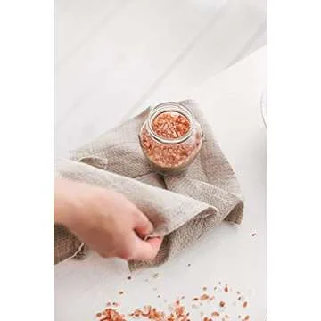 Pure 100% Linen Hand Towels - Set of 2 Linen Kitchen Towels Waffle Weave Natural Color - 13 x 29-inch Soft Lightweight Stone-Washed Linen Dish Towels - Quick-Dry Linen Tea Towel - Kitchen Linens