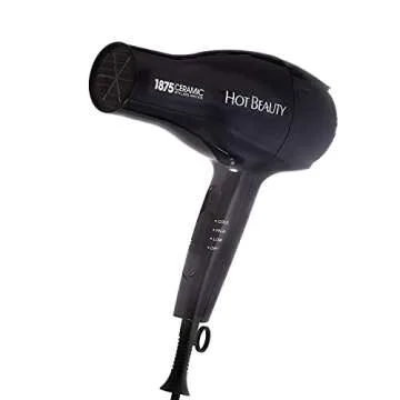 Hot Beauty 1875 Ceramic Styler Hair Styling Blow Dryer with Attachments Lightweight & Fast Drying