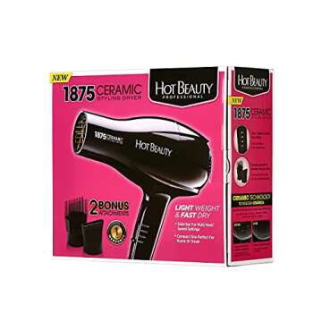 Hot Beauty 1875 Ceramic Hair Dryer for Travel & Home Styling
