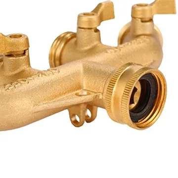 Sanpaint 4 Way Heavy Duty Brass Hose Splitter with 4 Valves