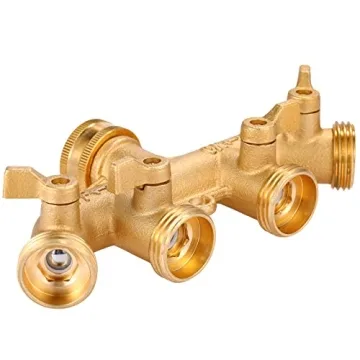 Sanpaint 4 Way Heavy Duty Brass Hose Splitter with 4 Valves