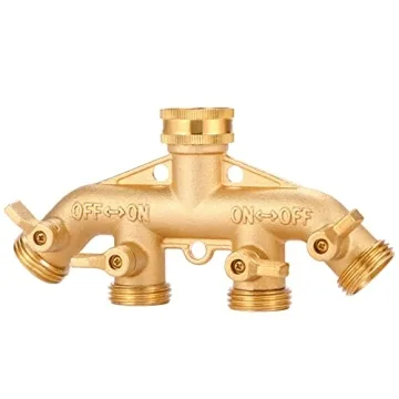 Sanpaint 4 Way Heavy Duty Brass Hose Splitter with 4 Valves