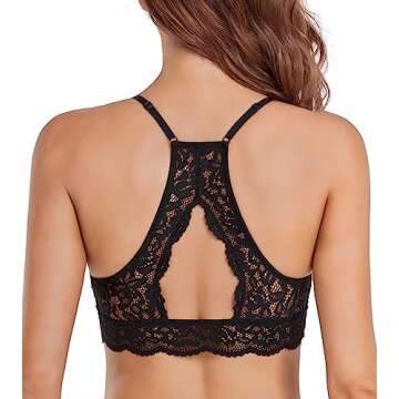 DotVol Racerback Floral Crop Top Vest Bra(Large, Black)