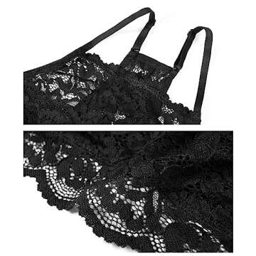 DotVol Racerback Floral Crop Top Vest Bra(Large, Black)