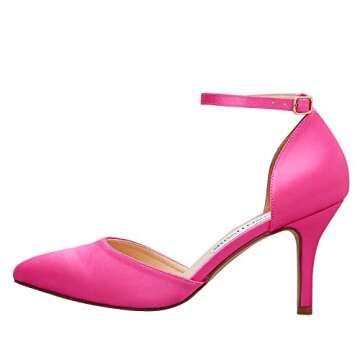 ELEGANTPARK HC1811 Hot Pink Heels for Women Closed Toe Shoes Strappy Pointed Sexy Ankle Strap Bridal...