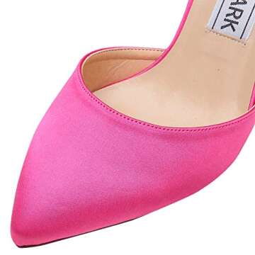 ELEGANTPARK HC1811 Hot Pink Heels for Women Closed Toe Shoes Strappy Pointed Sexy Ankle Strap Bridal Wedding Shoes Satin Evening Party Prom Dress Shoes Pumps US 8.5