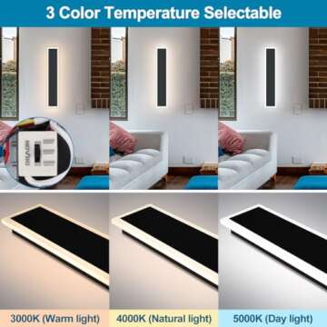 Xbuyee 24inch Modern Outdoor Wall Light Porch Light LED Long Wall Lighting Fixture IP65 Waterproof W...