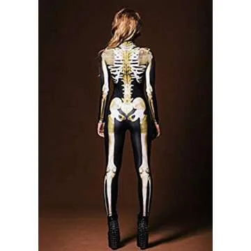 Stylish Fixmatti Women's Skull Print Jumpsuit Costume