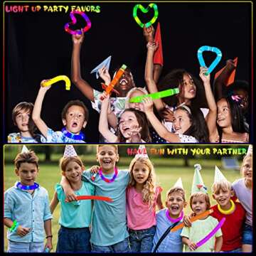 Jawhock 12 Pack LED Light Up Pop Fidget Tubes, Party Favors Sensory Fidget Toys Stocking Stuffers, Large Glow Sticks Glow in The Dark Party Supplies Goodie Bag Stuffers Birthday Gifts for Kids