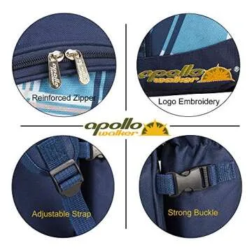 apollo walker Picnic Backpack Bag for 2 Person with Cooler Compartment, Detachable Bottle/Wine Holder, Fleece Blanket, Plates and Cutlery (Blue)