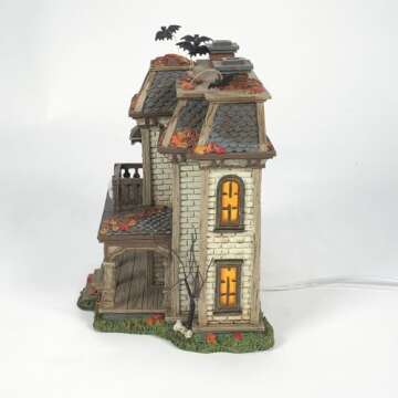 Department 56 Elvira Mistress of The Dark Village Elvira's House Lit Building, 7.87 Inch, Multicolor