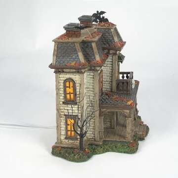 Department 56 Elvira Mistress of The Dark Village Elvira's House Lit Building, 7.87 Inch, Multicolor