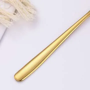 Mafier 2-Piece 1 oz. Mini Ladle 7.68in Stainless Steel Gold Soup Spoons Small Ladle for Sauce Gravy Ladle for Gravy Boat Serving Spoons Dishwasher Safe Metal Ladles for Cooking