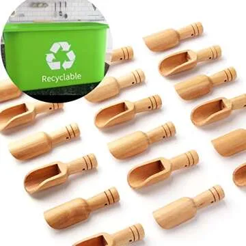 sansheng Small Wooden Scoops, Little Wooden Spoons for Jars,Bath Salts(12PCS)3 inches long