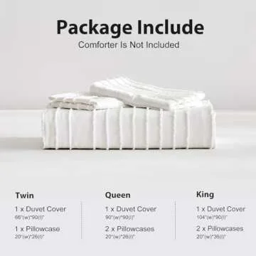 WARMDERN White Boho Duvet Cover Set King Size, Striped Textured Duvet Cover Tufted Bedding Set, 3 Pcs Ultra Soft Washed Microfiber Duvet Cover with Zipper Closure (King, White)