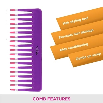 Vega Shampoo Comb 1268 for Effortless Detangling