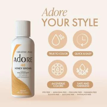 Adore Semi Permanent Hair Color - Vegan and Cruelty-Free Black Hair Dye - 4 Fl Oz - 121 Jet Black (Pack of 1)
