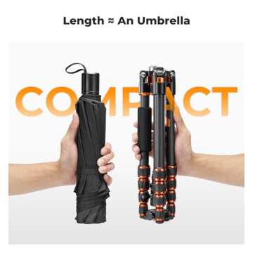 K&F Concept 60 inch Carbon Fiber Camera Tripod - Ultra Lightweight for Travel
