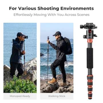 K&F Concept 60" Carbon Fiber Tripod - Lightweight & Easy Adjust