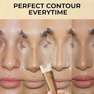Tastine Beauty Nose Contour U-Shaped Makeup Brush for Sculpting and Defining Nose Contour, 2-in-1 Pr...