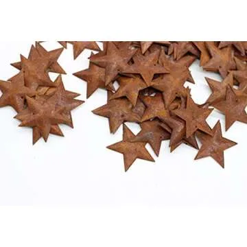 100 Rusted Tin Miniature Barn Stars for Crafts and Decor