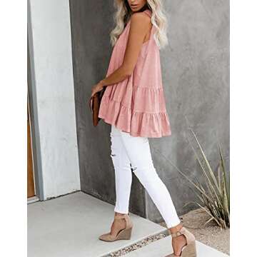 Bingerlily Women's Flowy Tank Tops Camis Sleeveless Crew Neck Casual Shirts Loose Fitting Blouses (1...