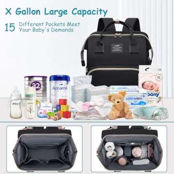 AFDLLDQM Diaper Bag Backpack - Multifunctional with Changing Station & Insulated Pocket