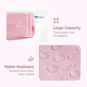 pack all Water-resistant Material Zipper Pouch, Mesh Zipper Bag for Storage, Travel, Office (Large, Pink)