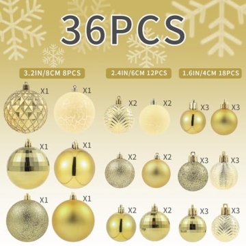 LANGXUN 36pc Colorful Shatterproof Christmas Ornaments