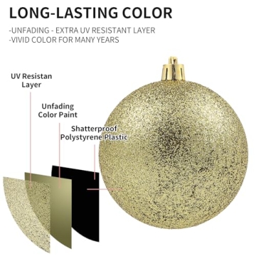 LANGXUN 36pc Colorful Shatterproof Christmas Ornaments