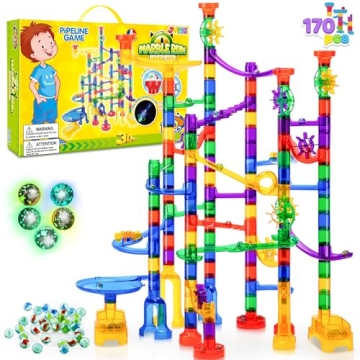 JOYIN 170Pcs Glowing Marble Run STEM Educational Building Toy