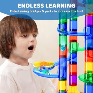 JOYIN 170Pcs Glowing Marble Run STEM Educational Building Toy
