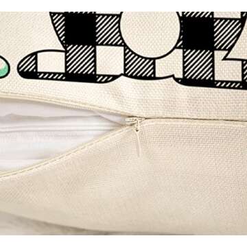 4TH Emotion Buffalo Easter Bunny Lumbar Pillow Cover 12x20 Inches Spring Farmhouse Decorations Funny Rabbit Holiday Decor Throw Cushion Case for Home Couch Polyester Linen TH092